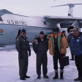 Prince Edward with Robert Baden Thomson and the Americans prior to boarding the Starlift for return flight