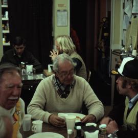 Frank O'Flynn and Lord Shackleton dining at the South Pole