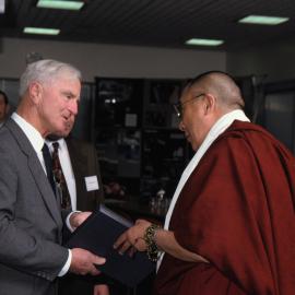 Dalai Lama at the International Antarctic Centre with Keith Clegg