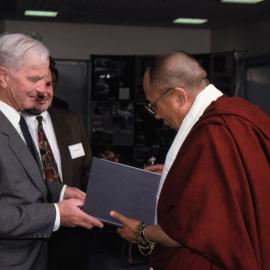 Dalai Lama with Keith Clegg at the International Antarctic Centre