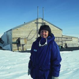 Joy McLauchlin at Scott's Hut