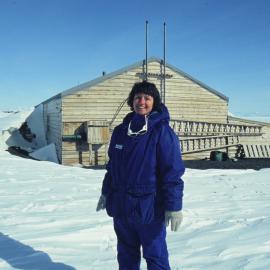 Joy McLauchlin at Scott's Hut