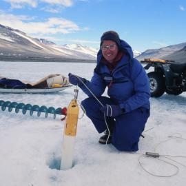 ESR Environmental: Kerry Webster collecting water samples 