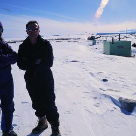 ITN media visit: Burkhard Schroeter and Friend at Granite Harbour, November 1994