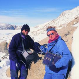 ITN Media Visit: Tim Higham doing radio interview with Burkhard Schroeter (K024) Granite Harbour