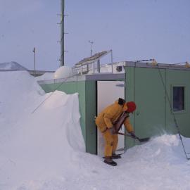 Ross Mrtin Clears Snow from Entrance to Arrival Heights Lab