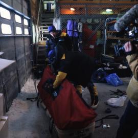 Filming IceTrek preparing in the Hanger