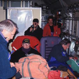 40th Anniversary of Scott Base: Edmund Hillary & Jim Bolger on the RNZAF Hercules
