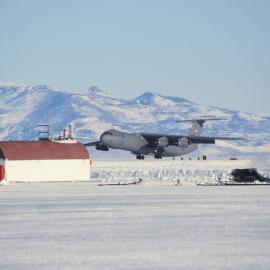Lockheed C141B Starlifter Coming in to Land on Ice Runway