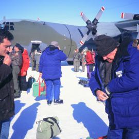 Sir Ed ready to board RNZAF C-130