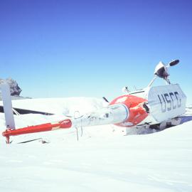 Crashed helicopter between Fang Glacier and Erebus summit
