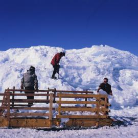 Collecting ice for snow melter