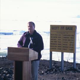 Prime Minister Jim Bolger Addressing thos present at Scott Base