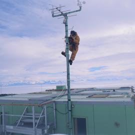 Ross Martin at Arrival Heights lab adjusts sampling equipment