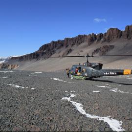 K110 aboard helicopter, Upper Wright Valley