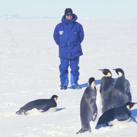 Garry Moore (Chch Mayor) on ice, meeting the penguins