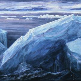 Margaret Elliot painting, 'Reclaimed space', Cape Bird