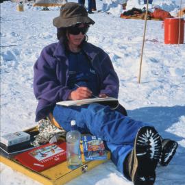 Margaret Elliot at Work at Cape Bird
