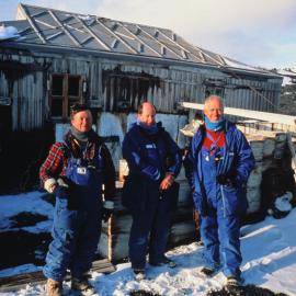 Artists in Antarctica, Nigel Brown, Chris Orsman and Bill Manhire at Shackletons Hut