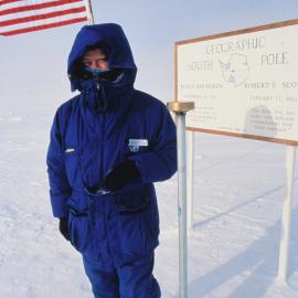 Poet Bill Manhire at Geographic South Pole