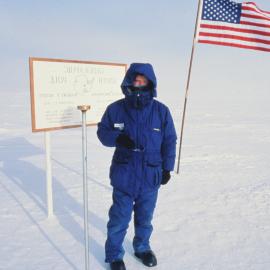 Artist Bill Manhire at Geographic South Pole