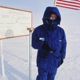 Artist Bill Manhire at Geographic South Pole