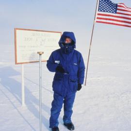 Artist Bill Manhire at Geographic South Pole