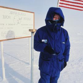 Artist Bill Manhire at Geographic South Pole