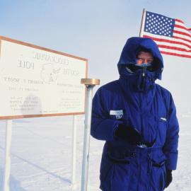 Artist Bill Manhire at Geographic South Pole