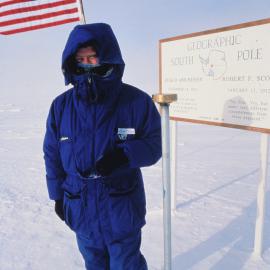 Artist Bill Manhire at Geographic South Pole