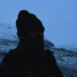 Poet Bill Manhire at Blood Falls