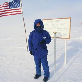 Poet Bill Manhire at Geographic South Pole