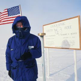 Artist Bill Manhire at Geographic South Pole