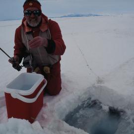 Staff visit (T Higham orientation): John McDonald, K012, fishing at Cape Armitage