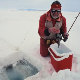 John McDonald (K021) with his fishing catch at Cape Armitage