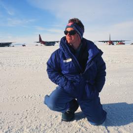 Colin Fox (K131) on the ice runway