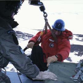 SAR Training - Winching out of an Iroquois above McMurdo Station