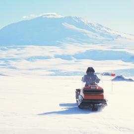 Kevin Nicholas on a Skidoo at Hut Peninsula