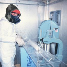 Cutting ice cores in Crary lab