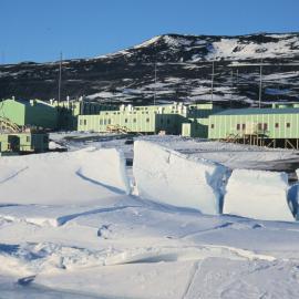 Scott Base with the ice breaking up