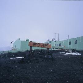 Snow falling on Scott Base
