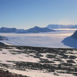 Where the Taylor and Ferrar Glaciers meet, looking south west from Table Mountain