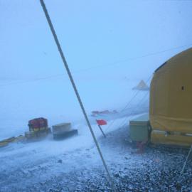 Blizzard at Cape Hallett camp