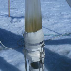 Plankton sampling net used through sea ice hole near Cape Hallett camp