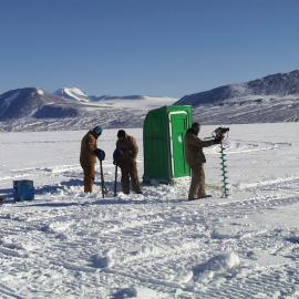 Hagglunds towing gear in front of Mt Erebus
