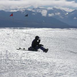 Person at rest in landscape