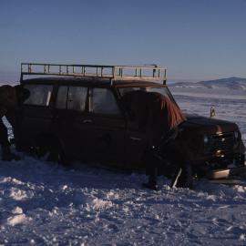 Landcruiser bogged in ice