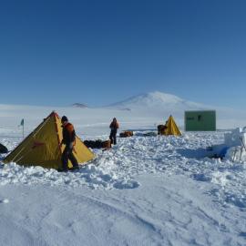 Antarctic Field Training (AFT) with Mt Erebus in the background