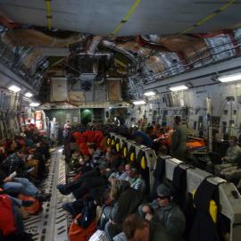 Passengers inside the C-17