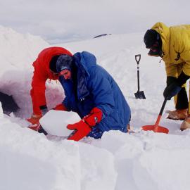 During Antarctic field training, survival instruction includes learning how to build an igloo